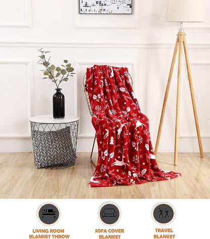 Luxury Velvet Super Soft Christmas Prints Fleece Blanket-Holiday Theme.