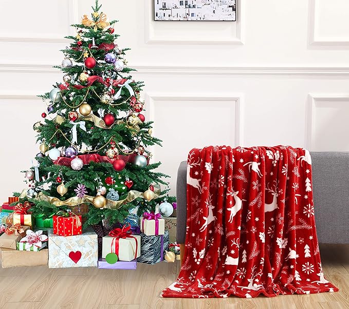Luxury Velvet Super Soft Christmas Prints Fleece Blanket-Holiday Theme.